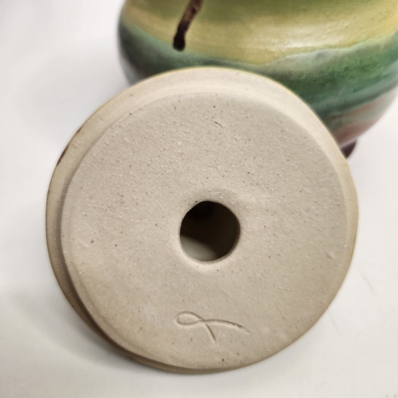 Hand Thrown Studio Art Pottery JAR With Lid Artist Signed 7" with Lid Earth Tone - Picture 6 of 8